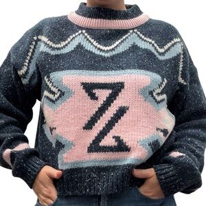 80s pastel southwestern sweater, large